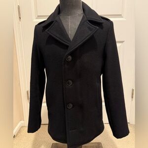 Schott Bros Black Wool Peacoat